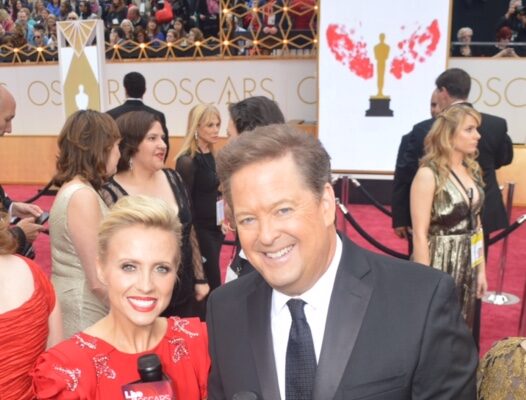 Oscars 2015 and Jessica Holmes and Sam Rubin and KTLA TV Anchor & TV Host