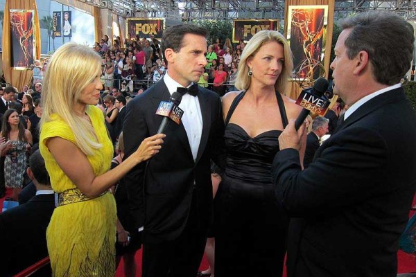 Emmys Red-carpet - Jessica Holmes - KTLA TV Anchor & TV Host with Sam Rubin and Steve Carrell