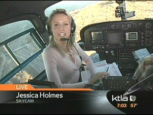 Jessica Holmes KTLA TV Anchor & TV Host in helicopter
