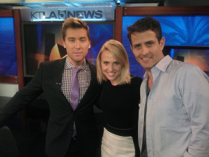 Jessica Holmes KTLA TV Anchor & TV Host with Lance Bass and Joey McIntyre