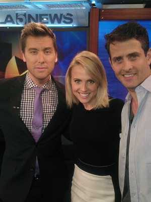 Jessica Holmes KTLA TV Anchor & TV Host with Lance Bass and Joey McIntyre